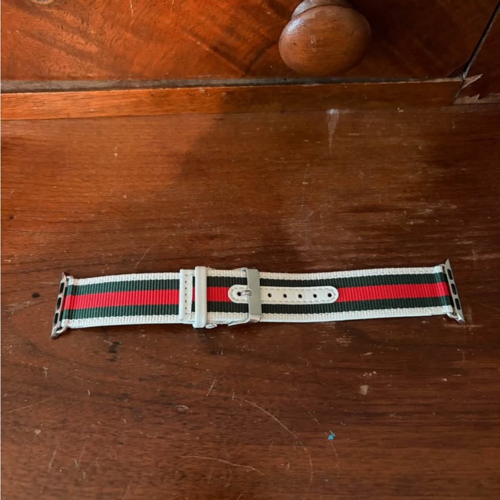 Apple Watch Band (green, red, and white)